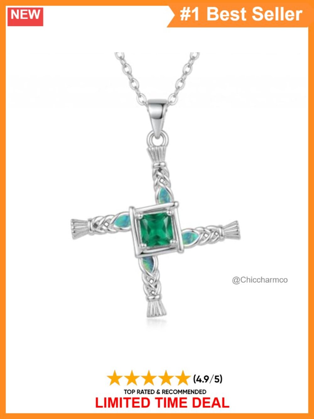 Sterling Silver St Brigid Cross Pendant Necklace Celtic Irish